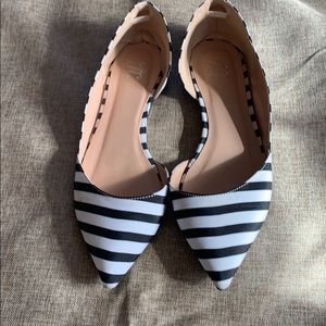 Black and White Striped Flats